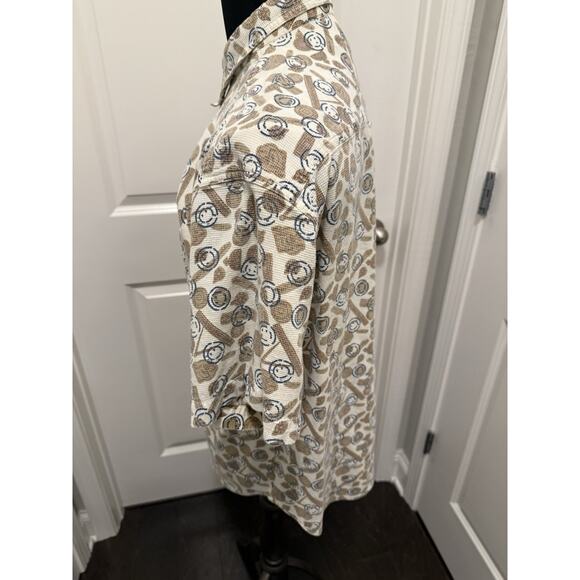 Mountain Express Men’s L Short Sleeve Shirt 100% Cotton Retro Geometric Print - Picture 4 of 10